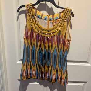 Tory Burch Vibrant Geometric Sleeveless Top